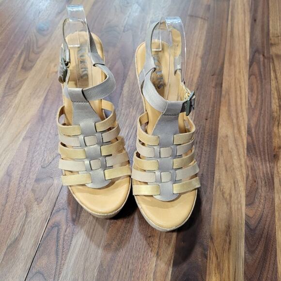 Korks by Kork Ease Poppy Wedge Leather Sandal, Metallic Size 10 - Picture 8 of 12